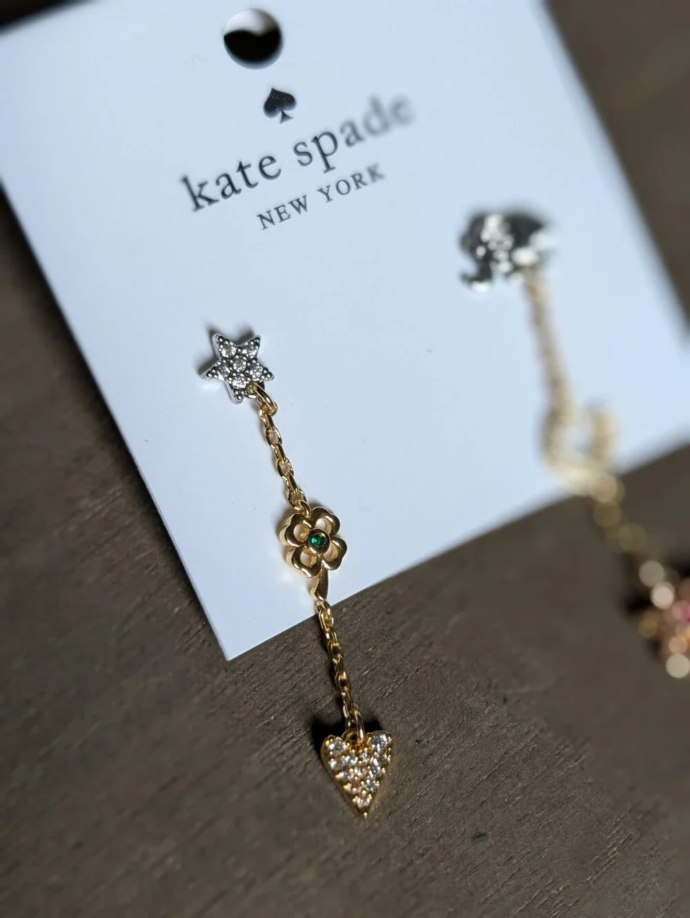 KATE SPADE NY Elephant Wishes Charm Drops Linear Earrings